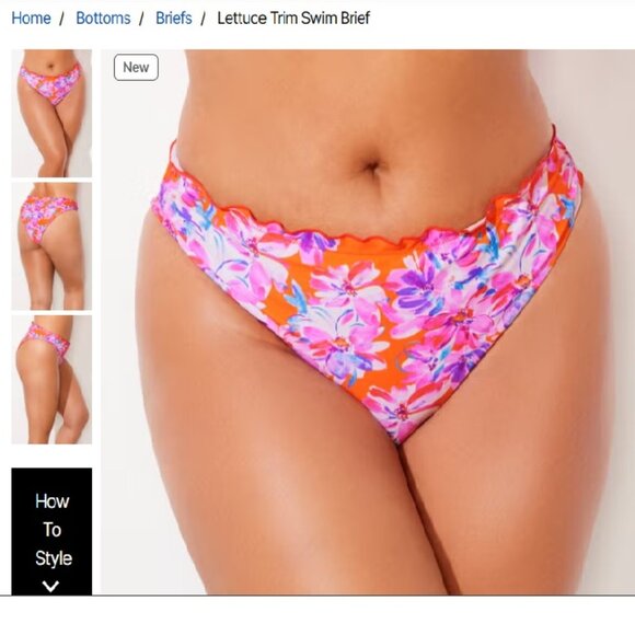 Swimsuits for All Bikini set - Lettuce trim longline bra size 38DD - 14 Bottom - Picture 2 of 2